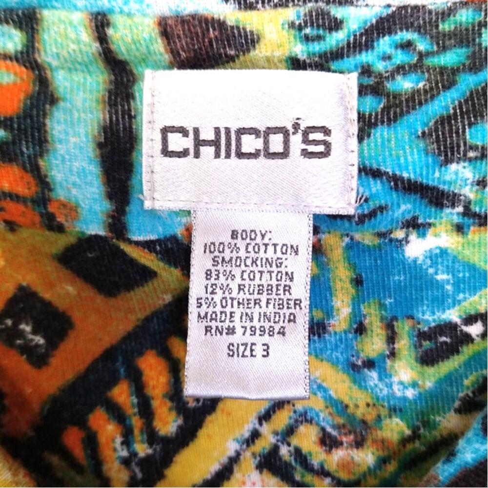 Chico's Distressed Aztec Smocked back Jacket Full front zip size XL (3) - Picture 7 of 11